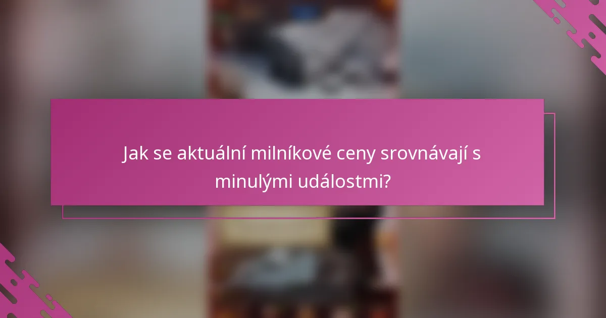Jak se aktuální milníkové ceny srovnávají s minulými událostmi?