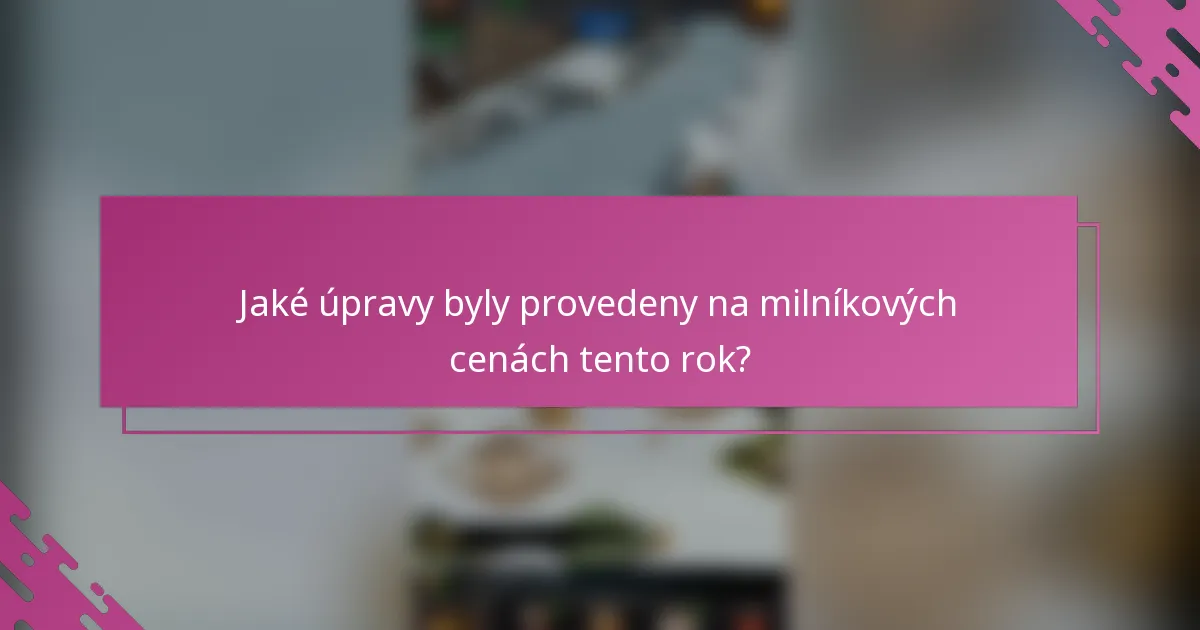 Jaké úpravy byly provedeny na milníkových cenách tento rok?